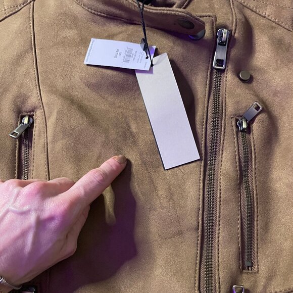 NWT -  Banana Republic Banded Collar Vegan Suede Moto Jacket Canyon Brown, XS - Picture 5 of 5